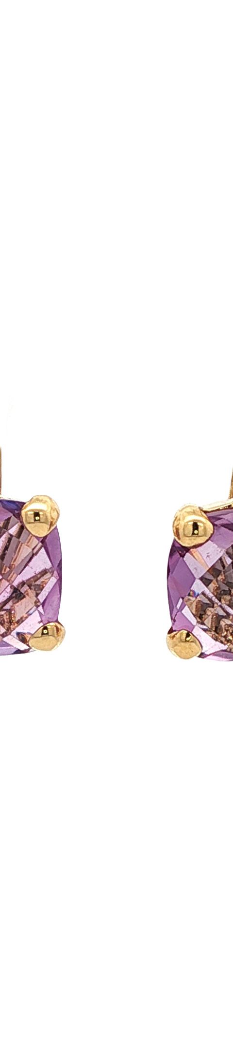 Vintage 18K Gold Drop Earrings with Amethyst